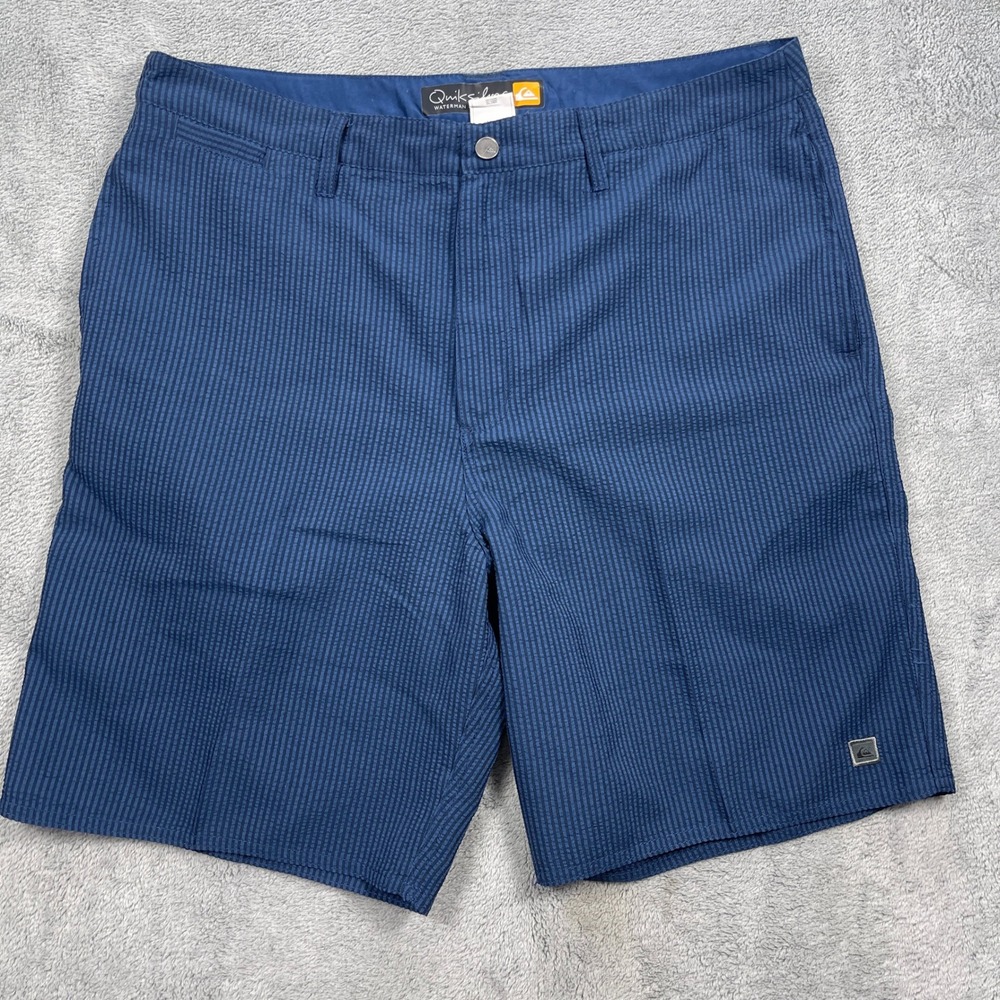 Quiksilver Shorts Mens 36 Blue Waterman Collection Hybrid Striped Seersucker